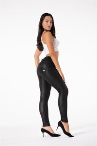 Melody Shaping Pants Regular Mid waist Black Faux Leather - Melody South Africa