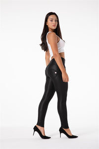 Melody Shaping Pants Regular Mid waist Black Faux Leather - Melody South Africa