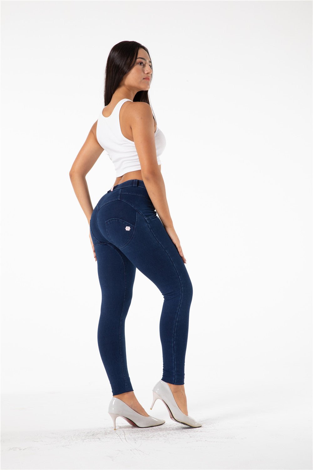 Mid Waist Shaping Pants - Dark Blue Denim – Melody South Africa
