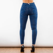 Load image into Gallery viewer, Melody Shaping Pants Regular Mid Waist Dark Blue Denim Ripped - Melody South Africa