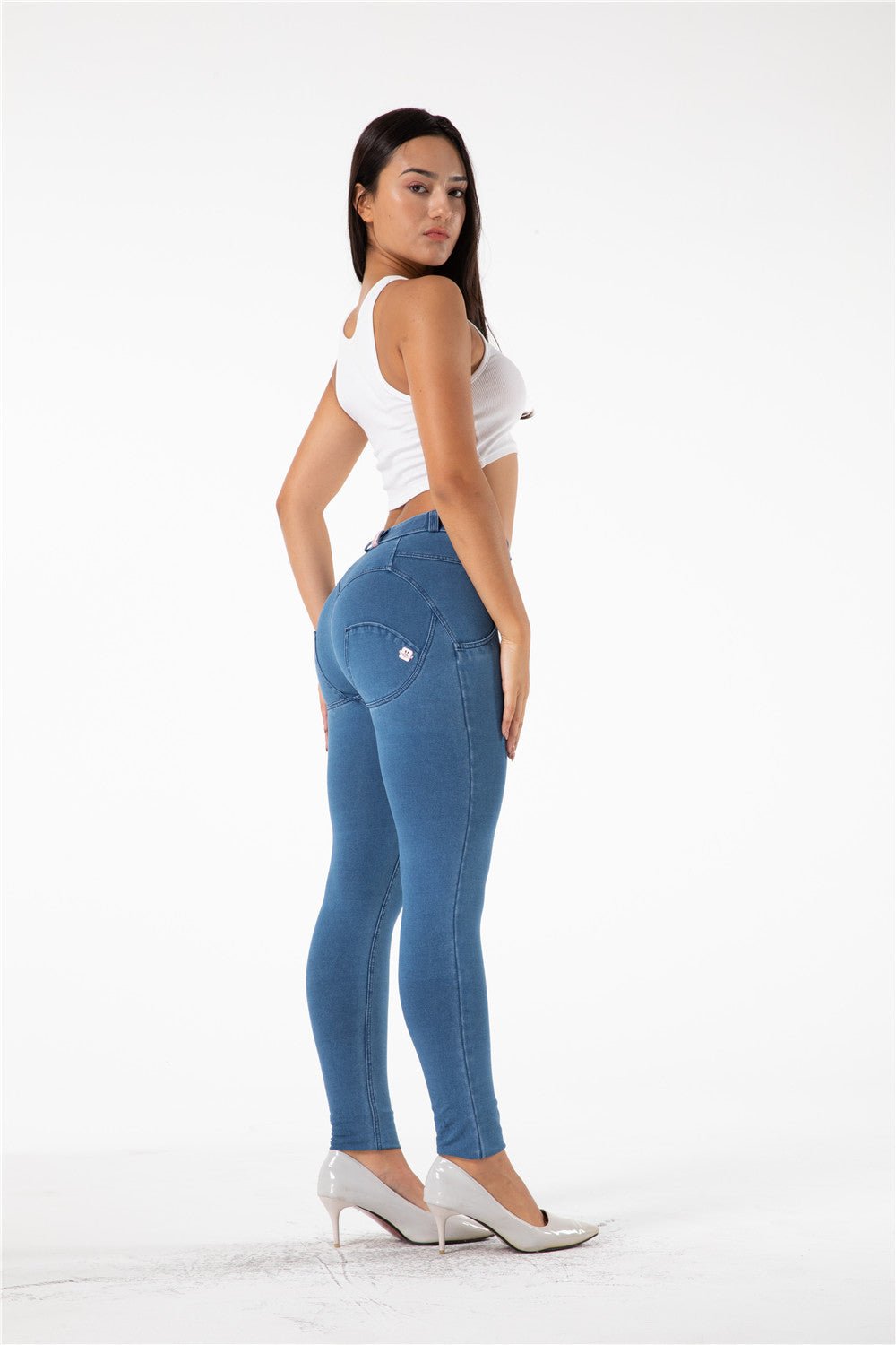 Mid Waist Shaping Pants - Light Blue Denim – Melody South Africa